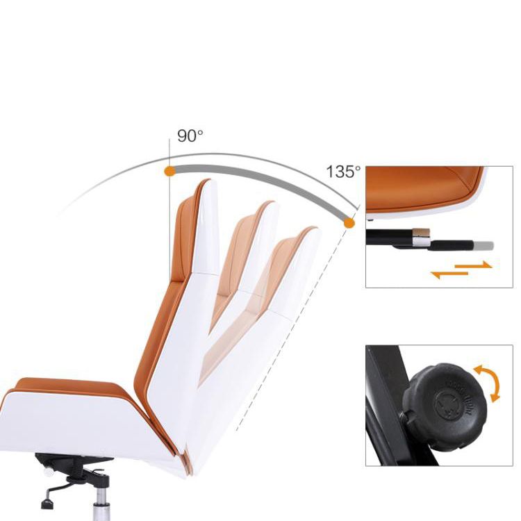 Silla de tareas de cuero falso marco de metal cromado silla de oficina moderna