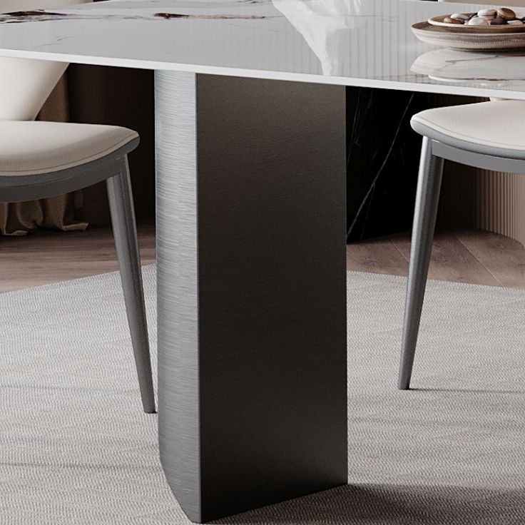 Mesa de comedor de estilo moderno mesa de doble pedestal de piedra sinterizada para el hogar