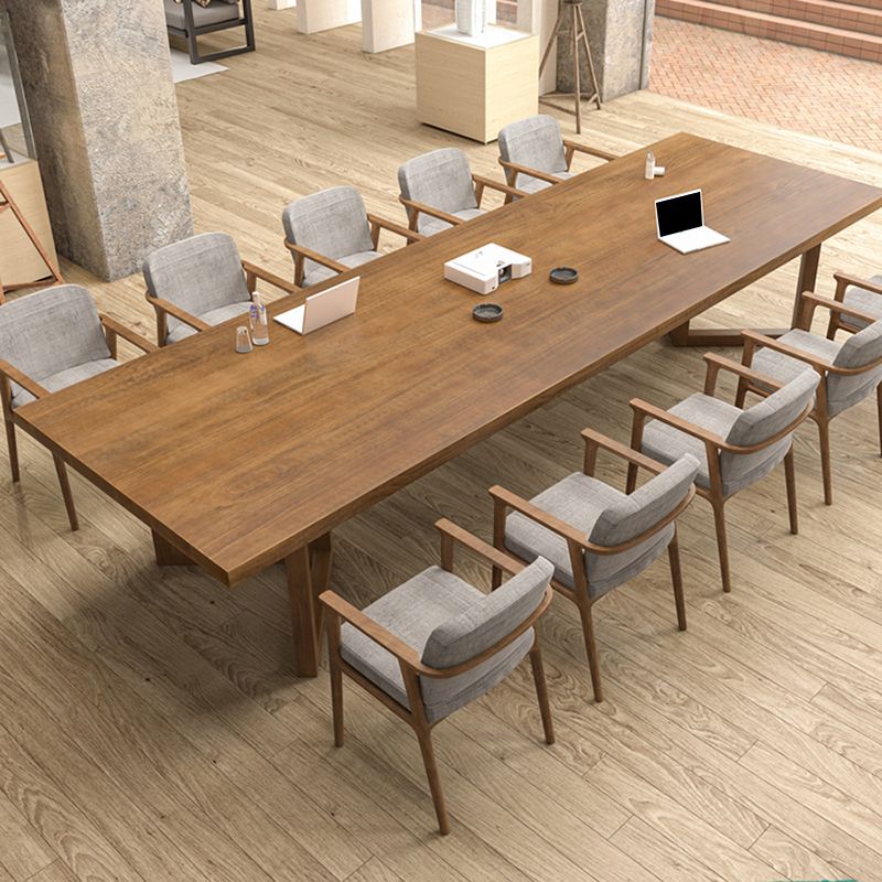 Modern Wood Office Desk Rectangular Shape Task Desk with 2 Legs in Brown Clearhalo 'furn' 'furn_office_desk' 'Furniture' 'Office Desks' 'Office Furniture' 'office_desk' 1200x1200_c9983a1b-f16d-41f8-845d-9fa289d65a89