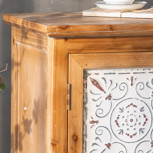 Armoire en bois industrielle avec des jambes tournées et des tiroirs en brun