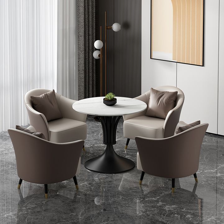 Round Shape White Dining Table Sintered Stone Table Contemporary with Tulip Base Clearhalo ' dining_table' 'Dining Tables & Seating' 'Dining Tables' 'furn' 'furn_dining_table' 'Furniture' 'furniture_dining_table' 'Kitchen & Dining Furniture' 'kitchen&dining_furn' 'kitchen' 'kitchen_dining_table' 1200x1200_c99accf8-5374-4a65-9c6f-6f9af08de322