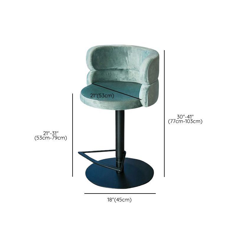 Green Bar Stools Adjustable Height Swivel Dining Stools with Metal Base