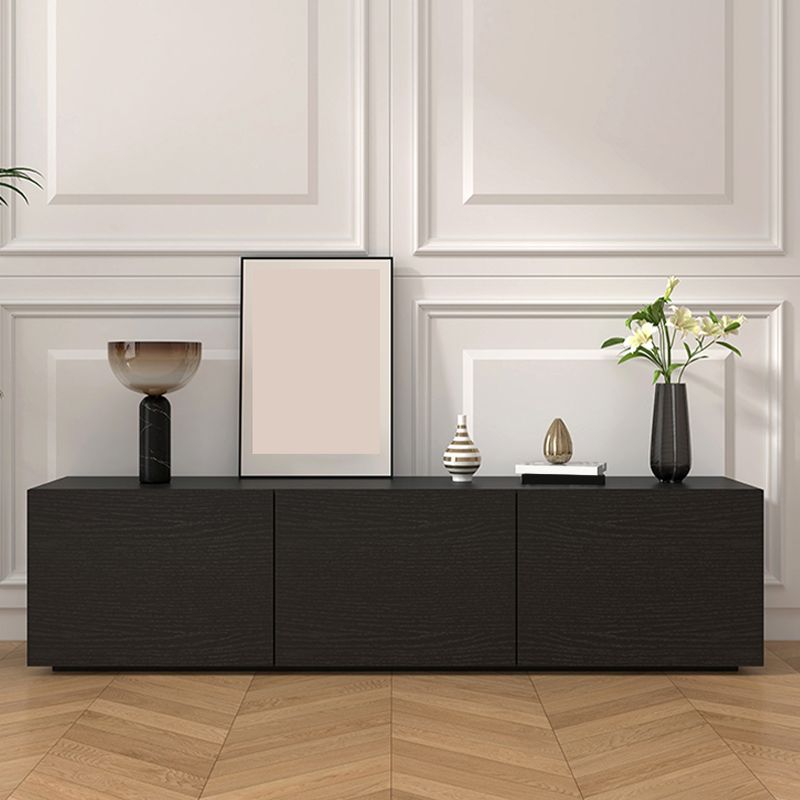 Consola de TV contemporánea negra Consola multimedia de madera sintética con puertas