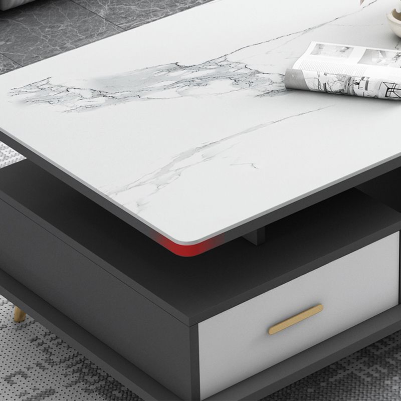 4 Legs Base Design Wood-based Material Square Grey/white Coffee Table Clearhalo 'Coffee & Accent Tables' 'Coffee Tables' 'coffee_tables' 'furn' 'furn_coffee_tables' 'Furniture' 'furniture_coffee_tables' 'Living Room Furniture' 1200x1200_c99d4437-258a-4c10-b6bb-031fdd663cd5