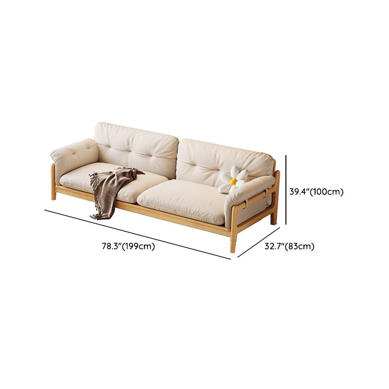 Solid Wood Tufted Settee Flared Arm Beige Cushions Sofa -39.4" H Clearhalo 'furn' 'furn_sofas' 'Furniture' 'Living Room Furniture' 'Sofa' 'sofas' 1200x1200_c99d5cda-102c-4c87-9211-e0fc29ba1802