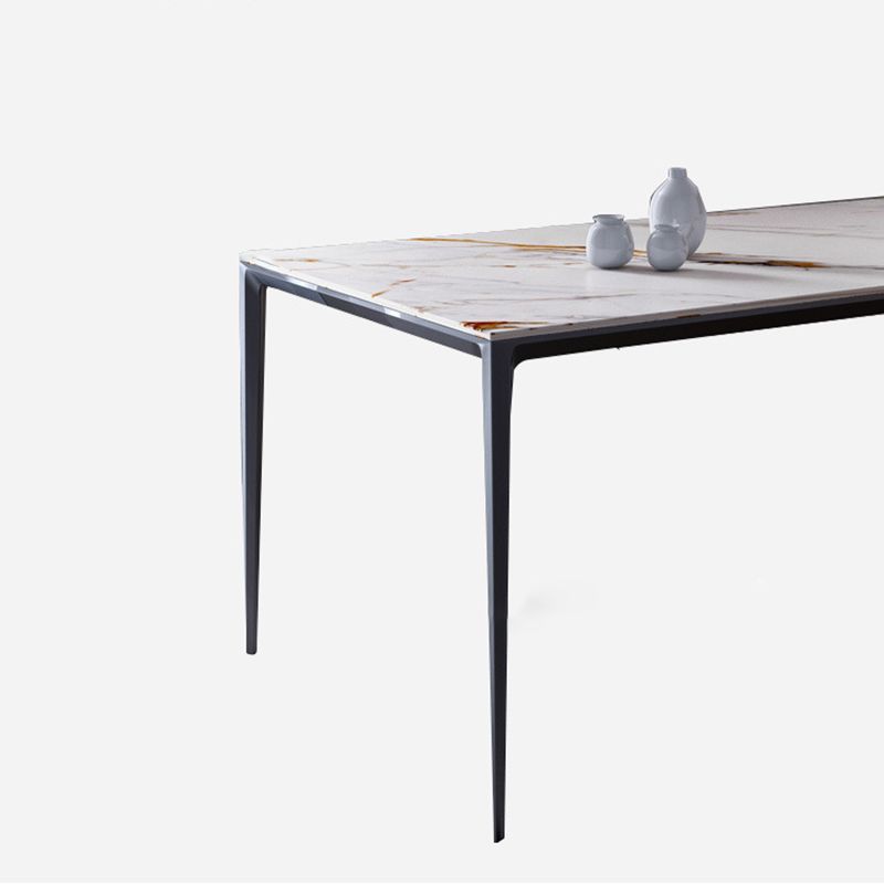 Metal Base Rectangle Dining Table Sintered Stone Table with 4 Legs Clearhalo 'Dining Tables & Seating' 'Dining Tables' 'dining_table' 'Furniture' 'furniture_dining_table' 'Kitchen & Dining Furniture' 'kitchen' 'kitchen_dining_table' 1200x1200_c99dc15a-655c-4d20-a815-3df09c7ce55c