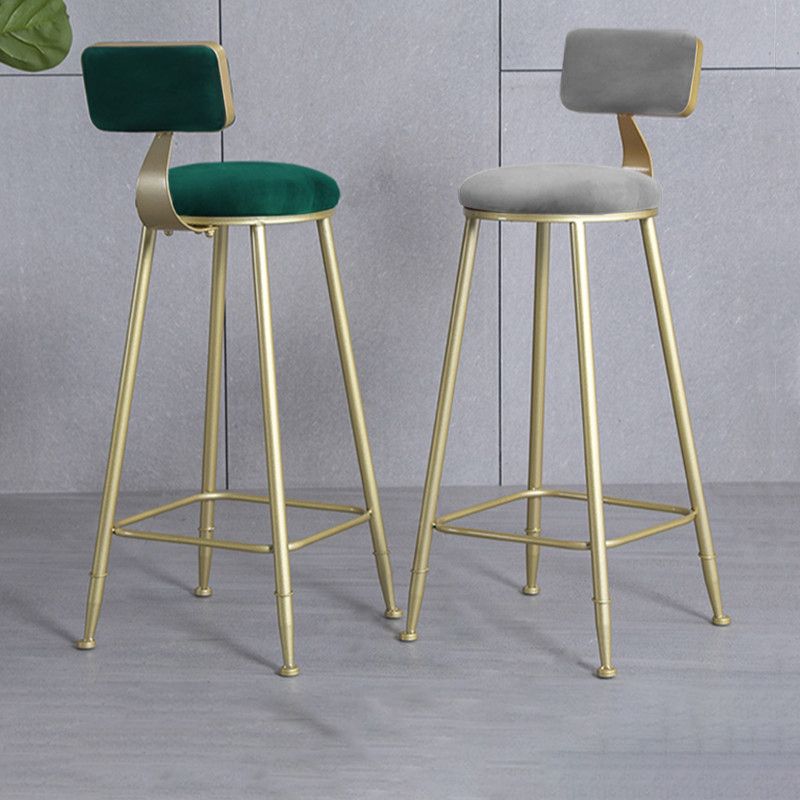 Glam Armless Backrest Counter Stool Iron Milk Tea Shop Bar Stool with Velvet Cushion Clearhalo 'Bar Furniture' 'Bar Stools' 'bar_stools' 'furn' 'furn_bar_stools' 'furniture_bar_stools' 'Kitchen & Dining Furniture' 'kitchen&dining_furn' 'kitchen' 'kitchen_furn' Furniture' 1200x1200_c99fe064-5889-4f9a-b45c-55b05ae5476a
