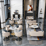 グラムスタイルのダイネットセット1/3/4/5 PCSダイニングチェア付きラウンドストーンダイナーテーブル