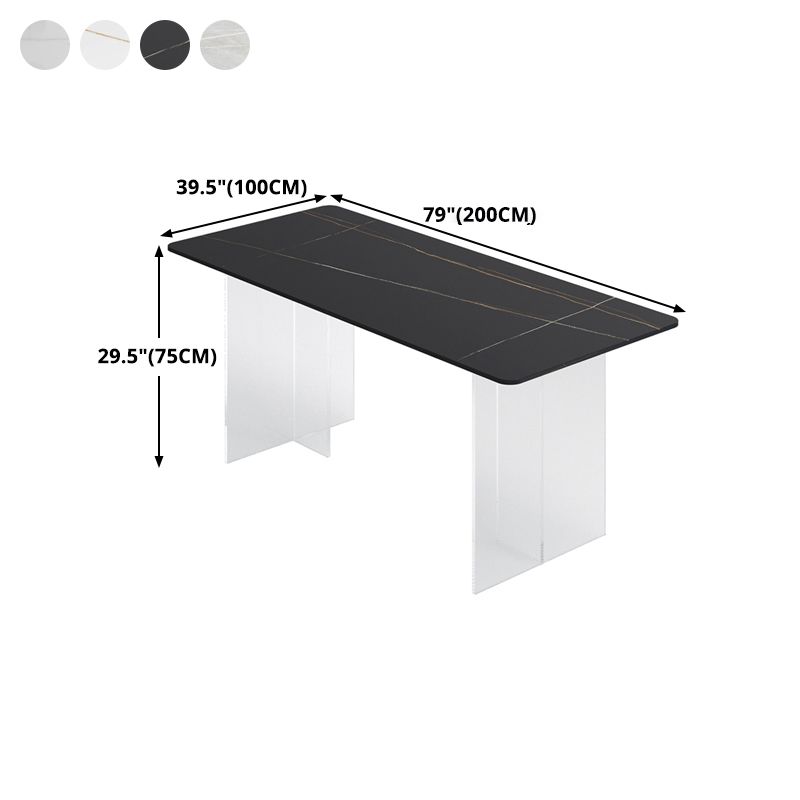 Sintered Stone Dining Table Modern Rectangle Table with Acrylic Base for Kitchen Clearhalo ' dining_table' 'Dining Tables & Seating' 'Dining Tables' 'furn' 'furn_dining_table' 'Furniture' 'furniture_dining_table' 'Kitchen & Dining Furniture' 'kitchen&dining_furn' 'kitchen' 'kitchen_dining_table' 1200x1200_c9a36616-9868-4f97-b922-2fcbaee5ca4d