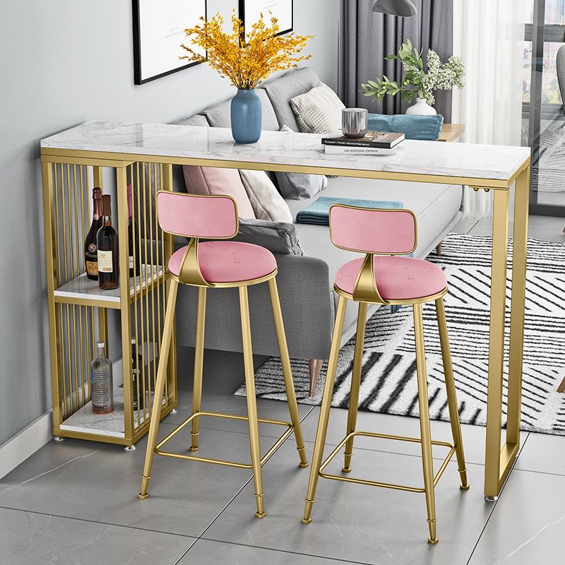 Glam Living Room Counter Chair Round Footrest Metal Counter Bar Stool with Cushion Clearhalo 'Bar Furniture' 'Bar Stools' 'bar_stools' 'furn' 'furn_bar_stools' 'Furniture' 'furniture_bar_stools' 'Kitchen & Dining Furniture' 1200x1200_c9a394c2-7eb4-424c-b38e-e8a1ea7be95f
