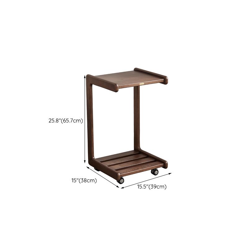 Table d'appoint contemporaine en bois massif, table d'appoint de salon marron