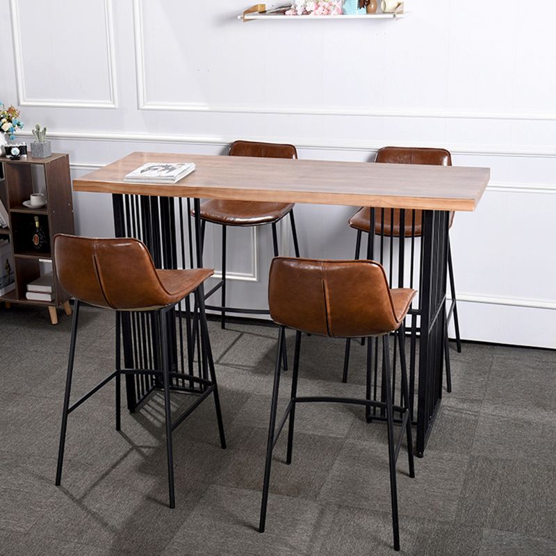 Natural Finish Pine Wood Top Bistro Table with Metal Double Pedestal Clearhalo 'Bar Furniture' 'Bar Tables' 'bar_tables' 'furn' 'furn_bar_tables' 'Furniture' 'Kitchen & Dining Furniture' 1200x1200_c9a46675-0bc3-42da-aa3e-9aed66ea858a
