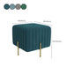 Contemporary Pouf Ottoman Velvet Upholstered Solid Color Square Ottoman with Metal Legs