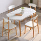 7 stuks moderne stijl witte top massief houtbasis dinerset voor thuis