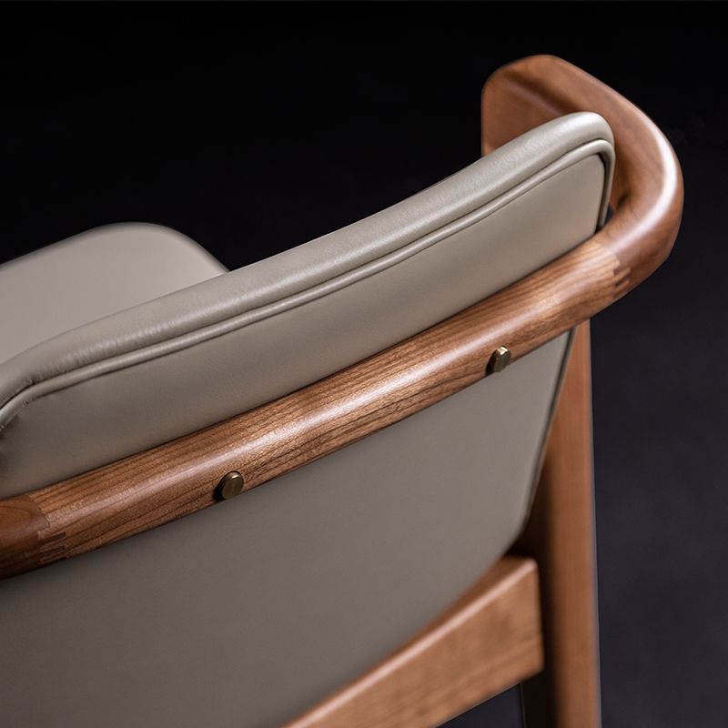 Home Walnut Wood Dining Chair Contemporary Upholstered Arm Chair Clearhalo 'Dining Chairs' 'Dining Tables & Seating' 'dining_chair' 'furn' 'furn_dining_chair' 'Furniture' 'Kitchen & Dining Furniture' 1200x1200_c9a6076b-ab93-44b7-9424-343d27386489