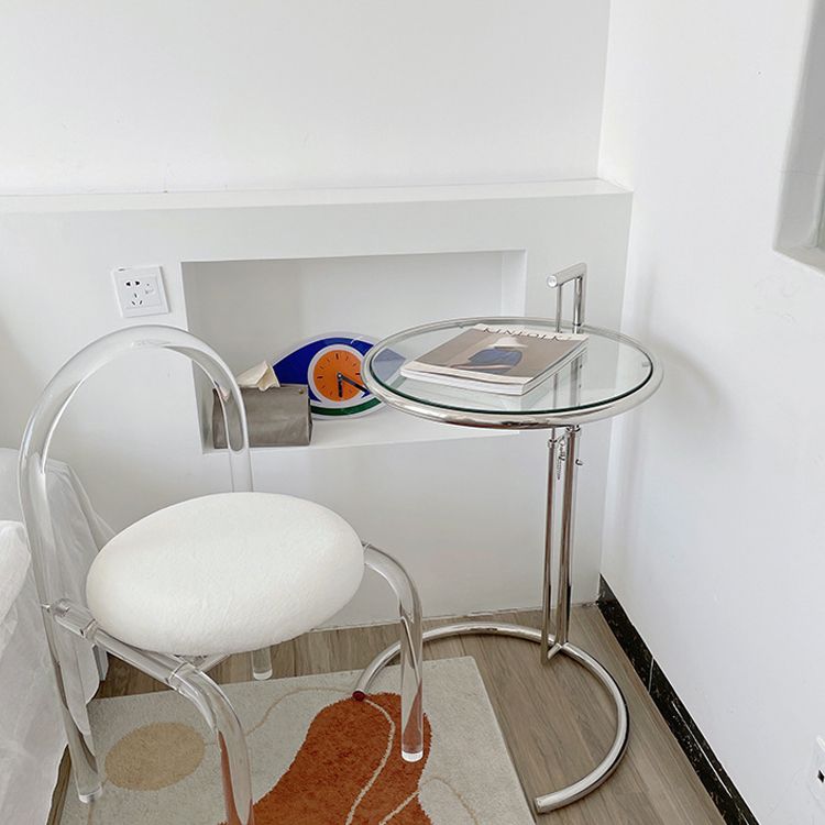 Modern Glass Top Abstract Round Living Room Accent Side Table Clearhalo 'Coffee & Accent Tables' 'End & Side Tables' 'end_side_tables' 'furn' 'furn_end_side_tables' 'Furniture' 'Living Room Furniture' 1200x1200_c9a647f0-47f5-47bb-a421-7240acc30d8e