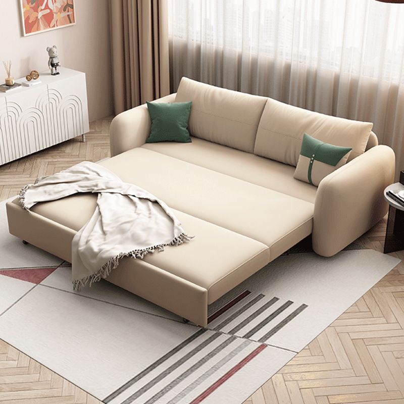 モダンフェイクレザースリーパーソファ布張りの正方形の腕ソファベッド