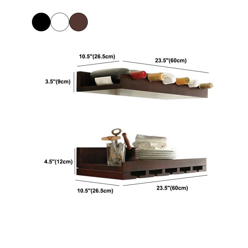 Botella de vino de madera montada en la pared y estante de vidrio de mediados de siglo Soporte de vino moderno