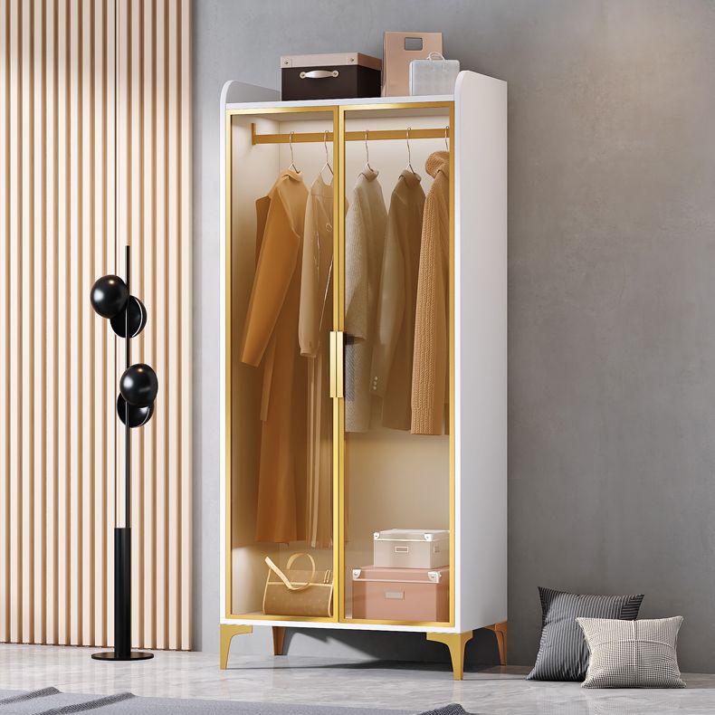 Contemporary Wood Frame Wardrobe Freestanding Wardrobe with Glass Doors Clearhalo 'Armoires & Wardrobes' 'armoires_wardrobes' 'Bedroom Furniture' 'furn' 'furn_armoires_wardrobes' 'Furniture' 1200x1200_c9a84351-4b38-4c58-88fd-8172bc2bcf6c
