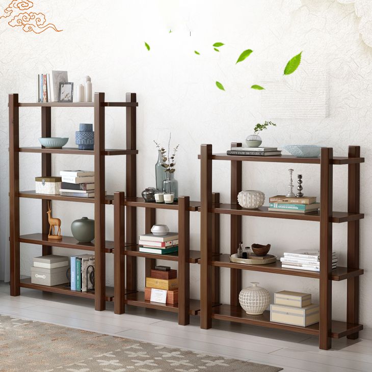 Modern Style Open Back Bookshelf Solid Wood Bookcase for Home