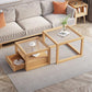 Contemporary Rectangle Coffee Table with Glass Top and Pine Wood Base Clearhalo 'Coffee & Accent Tables' 'Coffee Tables' 'coffee_tables' 'furn' 'furn_coffee_tables' 'Furniture' 'Living Room Furniture' 1200x1200_c9aaf5ca-7e5b-436f-8baf-73d026b7dcff