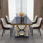 Rectangle Trestle Base Luxury Table Fixed Table with Marble Top Clearhalo ' dining_table' 'Dining Tables & Seating' 'Dining Tables' 'furn' 'furn_dining_table' 'Furniture' 'furniture_dining_table' 'Kitchen & Dining Furniture' 'kitchen&dining_furn' 'kitchen' 'kitchen_dining_table' 1200x1200_c9abb2c0-d939-4be7-96b9-8ce7ef4c81c4