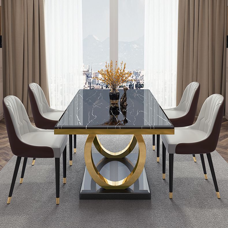 Rectangle Trestle Base Luxury Table Fixed Table with Marble Top Clearhalo ' dining_table' 'Dining Tables & Seating' 'Dining Tables' 'furn' 'furn_dining_table' 'Furniture' 'furniture_dining_table' 'Kitchen & Dining Furniture' 'kitchen&dining_furn' 'kitchen' 'kitchen_dining_table' 1200x1200_c9abb2c0-d939-4be7-96b9-8ce7ef4c81c4