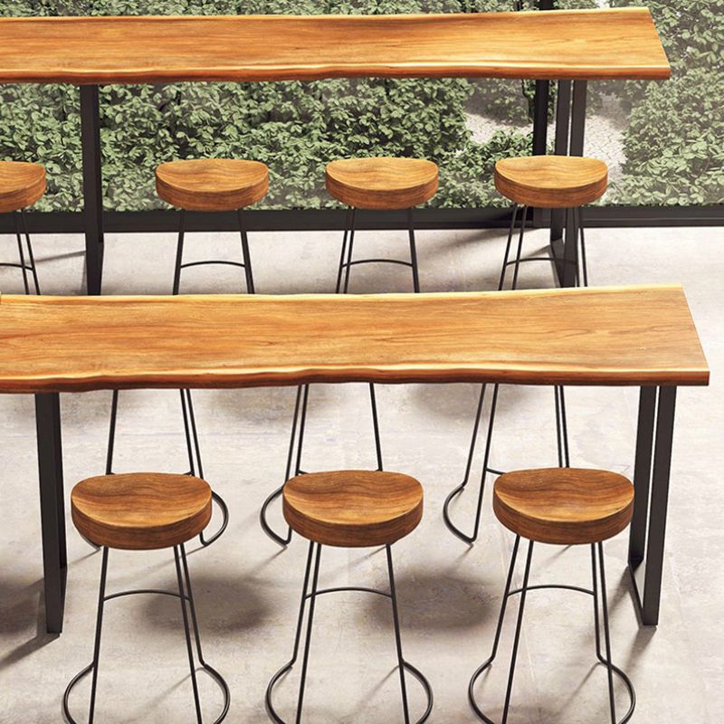 Modern Solid Wood Dining Stools Armless Bar Stools with Metal Base Clearhalo 'Bar Furniture' 'Bar Stools' 'bar_stools' 'furn' 'furn_bar_stools' 'Furniture' 'Kitchen & Dining Furniture' 1200x1200_c9acc69c-2329-47d4-8265-9654042eec90