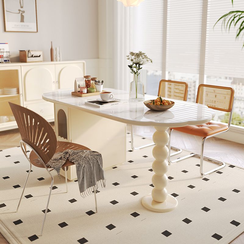Modern Free Form Dining Table for Kitchen White Dinette Table with Storage Clearhalo 'Dining Tables & Seating' 'Dining Tables' 'dining_table' 'furn' 'furn_dining_table' 'Furniture' 'Kitchen & Dining Furniture' 1200x1200_c9acfef6-a9c9-4a4f-9079-5c0db858f590