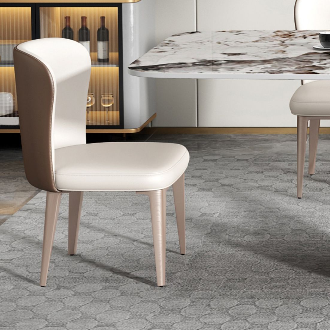 Glam Dining Table Set 1/4/5/7 Pieces Stone Dining Furniture with Chairs Clearhalo 'Dining Room Sets' 'Dining Tables & Seating' 'dining_room_set' 'furn' 'furn_dining_room_set' 'Furniture' 'Kitchen & Dining Furniture' 1200x1200_c9ad7a95-f0b7-4688-b273-70c32f6a4da7