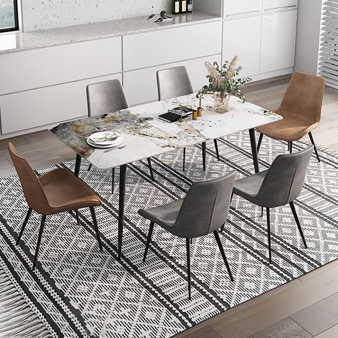 Rechthoek witte eettafel gesinterde stenen tafel industrieel met 4 poten