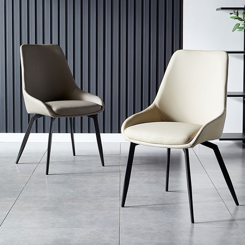 Industrial Arm Solid Back Dining Side Chair Leather Dining Side Chair Clearhalo ' kitchen&dining_furn' 'Dining Chairs' 'Dining Tables & Seating' 'dining_chair' 'furn' 'furn_dining_chair' 'Furniture' 'furniture_dining_chair' 'Kitchen & Dining Furniture' 'kitchen' 1200x1200_c9afa7bb-6e8b-4f42-9b09-04a48c65d71a