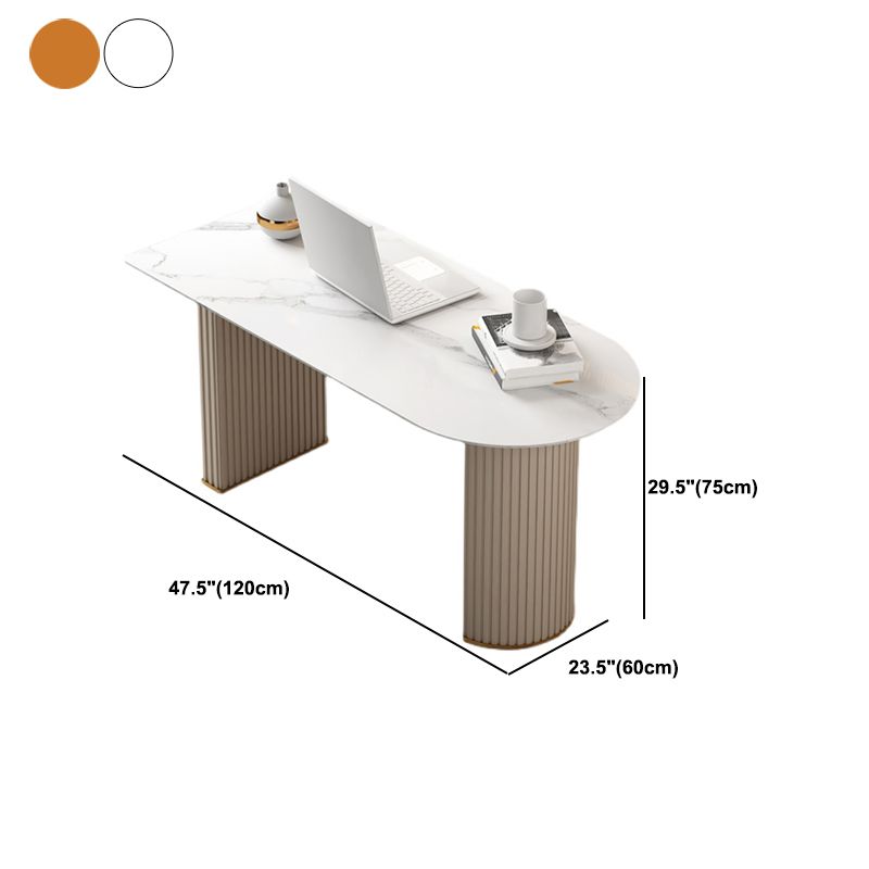 Scrivania di scrittura ovale in marmo di casa moderna e contemporanea da ufficio