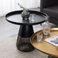 Mid-Century Modern Coffee Table Metal Tray Top Round Single Coffee Table Clearhalo 'Coffee & Accent Tables' 'Coffee Tables' 'coffee_tables' 'furn' 'furn_coffee_tables' 'Furniture' 'Living Room Furniture' 1200x1200_c9b0a911-2f73-4192-a707-ad138332cf4a