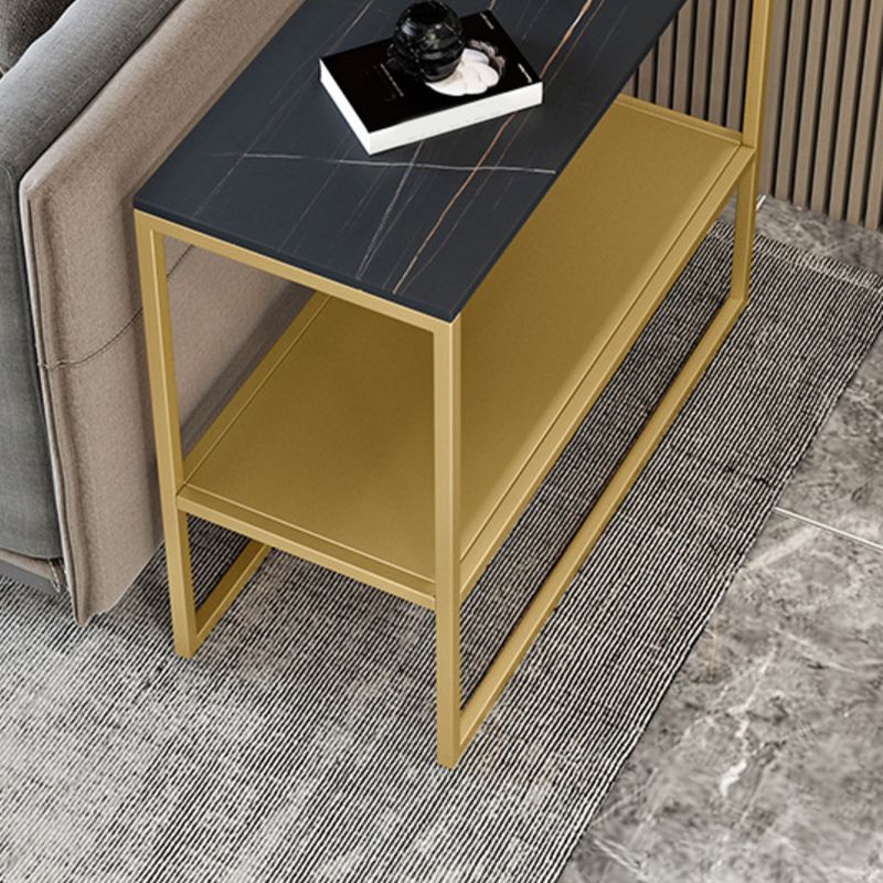 Mesa de basado de trineo de hierro de 21.6 "de altura de la mesa lateral rectangular de pizarra rectangular con estante