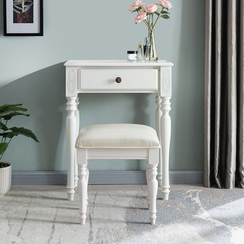 Scatola di stoccaggio tradizionale in legno di gomma 1 cassetto tavolo da vanità