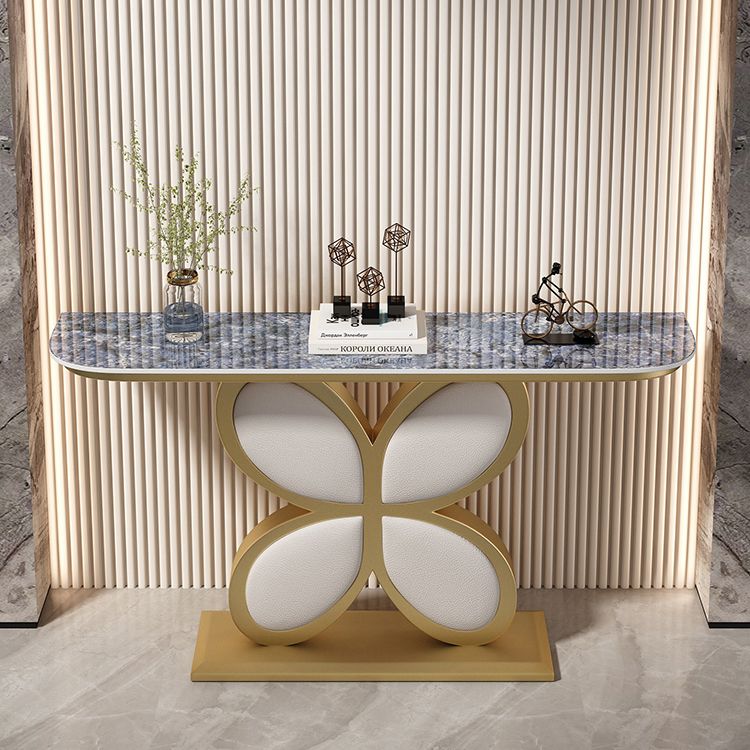 Mesa de acento de media luna Acabado antiguo Mesa de sofá de consola en piedra