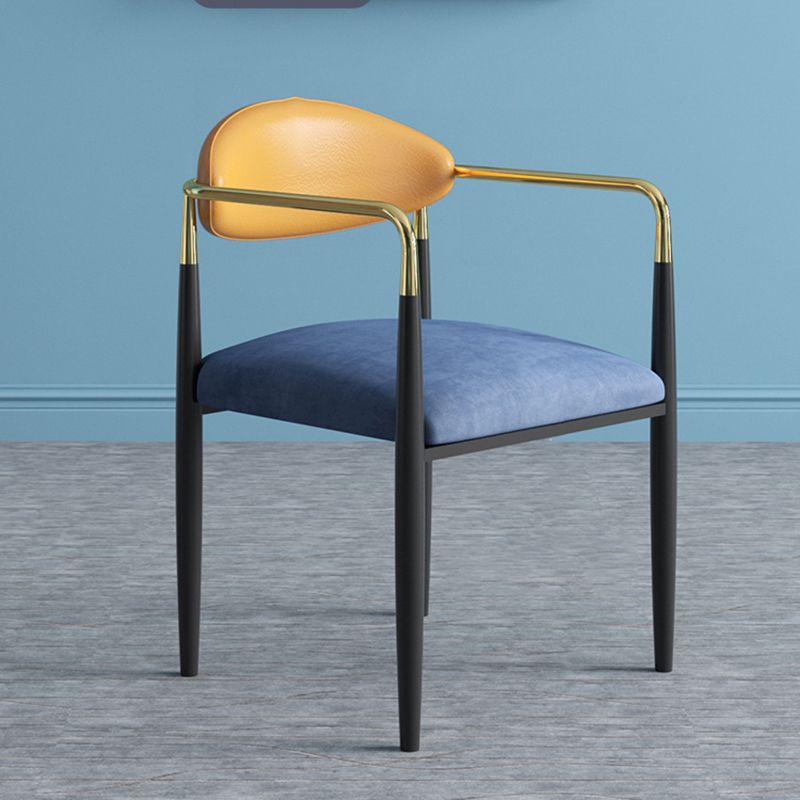 Glam -arm stoel metalen benen open achterste eetkamerstoel voor thuisgebruik