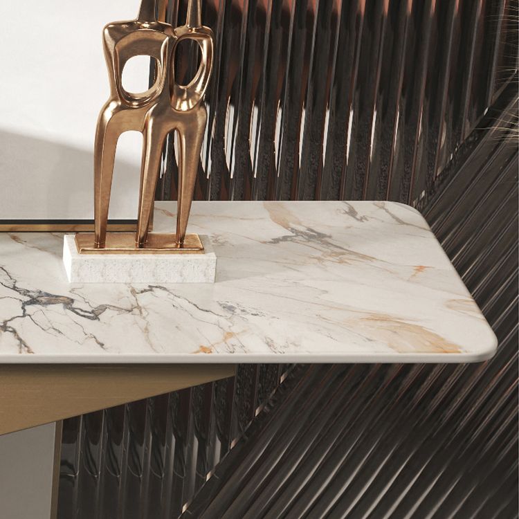 Mesa de consola de piedra mesa de acento rectangular moderno, 33.46 "de alto