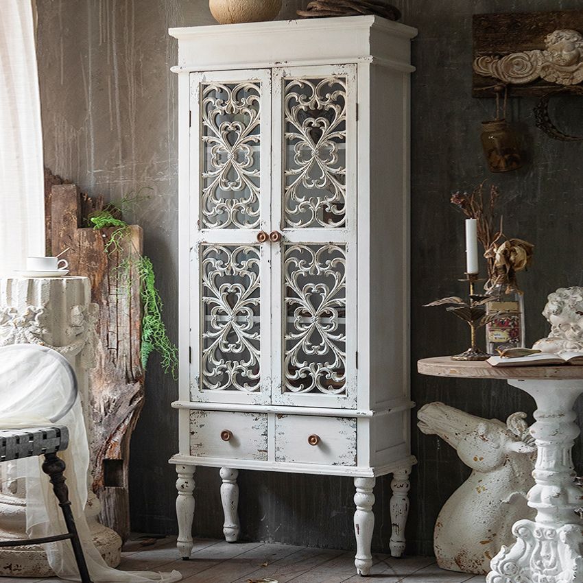 Traditional Wood Display Stand Glass Doors Storage Cabinet with Doors for Living Room Clearhalo 'Display & China Cabinets' 'display_china_cabinets' 'furn' 'furn_display_china_cabinets' 'Furniture' 'Kitchen & Dining Furniture' 1200x1200_c9b89b24-3a80-4372-9a8f-ba8dd83a3993