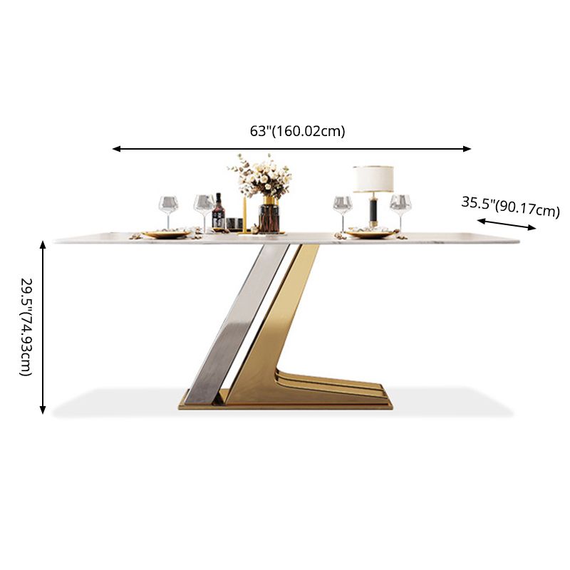 Scandinavian Metal Base Textured Dining Table Rectangle Formal Dinette Set for Home Clearhalo 'Dining Room Sets' 'Dining Tables & Seating' 'dining_room_set' 'furn' 'furn_dining_room_set' 'Furniture' 'furniture_dining_room_set' 'Kitchen & Dining Furniture' 'kitchen&dining_furn' 'kitchen' 1200x1200_c9ba55eb-db68-4399-a6f7-b96f489b15b0