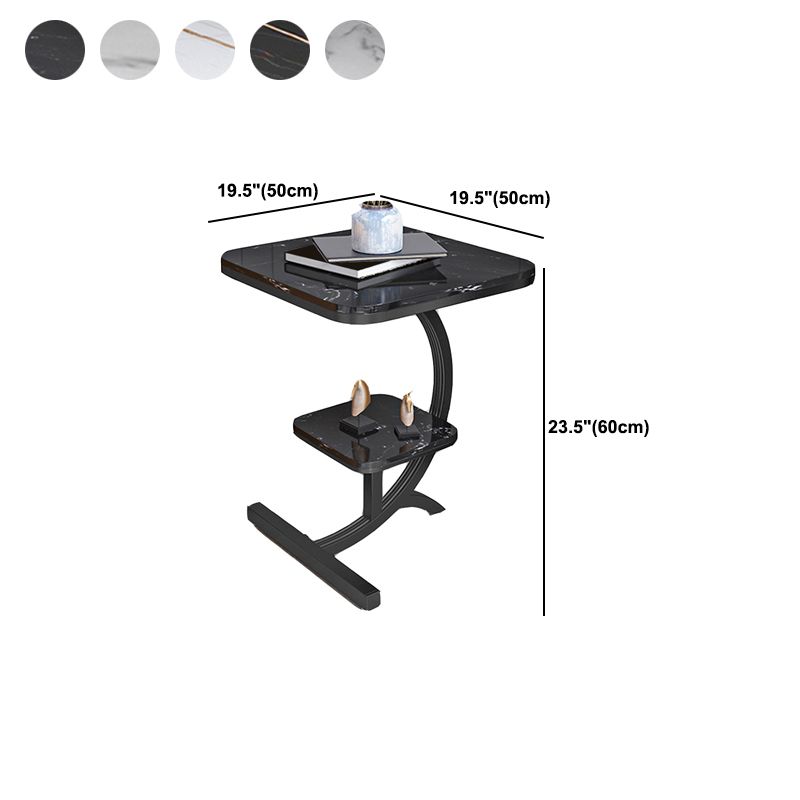 Double Tier Square Slate Top End Table Metal C Side Table for Living Room Clearhalo 'Coffee & Accent Tables' 'End & Side Tables' 'end_side_tables' 'furn' 'furn_end_side_tables' 'Furniture' 'Living Room Furniture' 1200x1200_c9babaf6-bd00-4c81-b599-dee57a695486