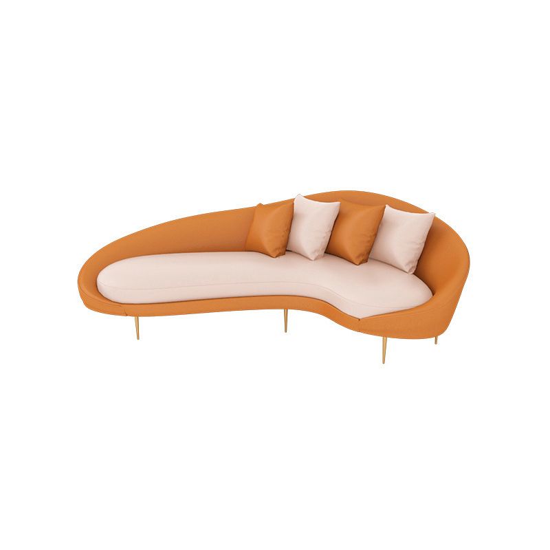 Faux Leather Curved Sofa with Slopped Arm for Living Room in Orange Clearhalo 'furn' 'furn_sofas' 'Furniture' 'Living Room Furniture' 'Sofa' 'sofas' 1200x1200_c9bb5089-429a-402d-b5fb-04211e805cb7