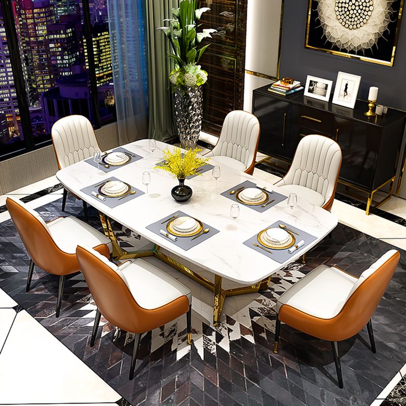 Metal Traditional Luxury Rectangle Indoor Table Sintered Stone Table with Trestle Base Clearhalo ' dining_table' 'Dining Tables & Seating' 'Dining Tables' 'furn' 'furn_dining_table' 'Furniture' 'furniture_dining_table' 'Kitchen & Dining Furniture' 'kitchen&dining_furn' 'kitchen' 'kitchen_dining_table' 1200x1200_c9bcb203-8857-4004-b73f-29d5cdb1bf0e
