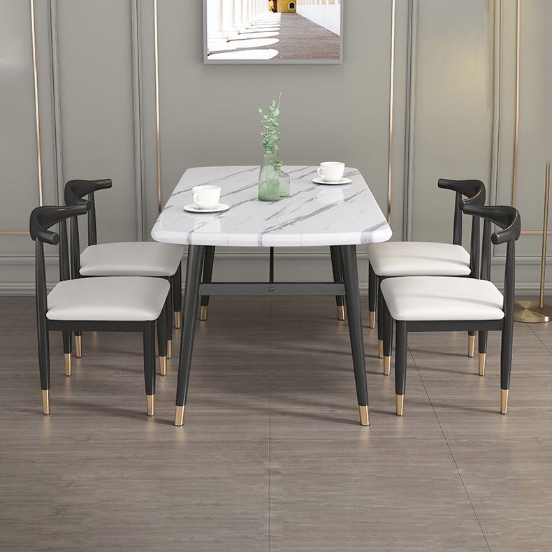Modern Sintered Stone Dining Table Furniture with Rectangle Shape Dinette Set with 4 Legs Table Clearhalo 'Dining Room Sets' 'Dining Tables & Seating' 'dining_room_set' 'furn' 'furn_dining_room_set' 'Furniture' 'furniture_dining_room_set' 'Kitchen & Dining Furniture' 'kitchen&dining_furn' 'kitchen' 1200x1200_c9bcf243-b58d-4d72-917a-e25817c45698