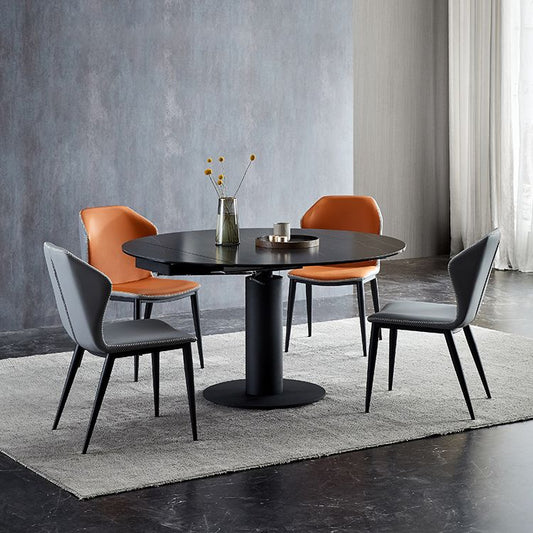 モダンな焼結石ダイニングラウンドテーブルセット1/3/4/5/7ピースダイニングセット