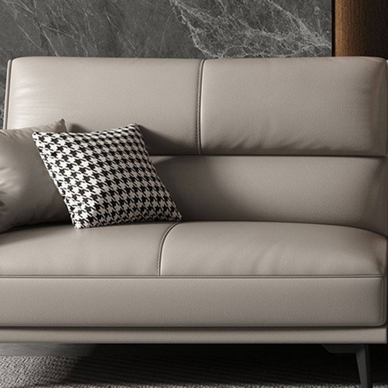 Genuine Leather Flared Arm Sofa Mid-Century Modern Sofa in Gray of 37.4" High