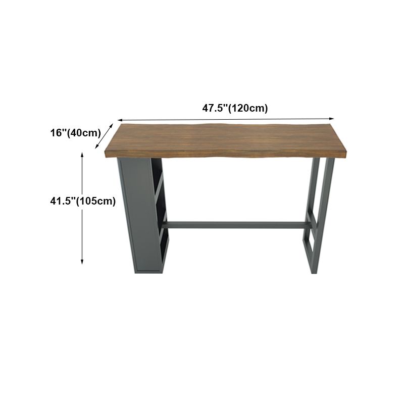 Brown Wood Pub Table with Rectangle Table Top Black Trestle Table - 41.3" H Clearhalo 'Bar Furniture' 'Bar Tables' 'bar_tables' 'furn' 'furn_bar_tables' 'Furniture' 'Kitchen & Dining Furniture' 1200x1200_c9c05252-9dbd-4411-8cae-2dc51a977deb