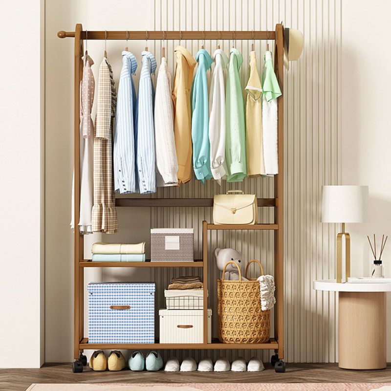 Colgador de madera estilo moderno estilo de pelaje para el suelo minimalista con polea