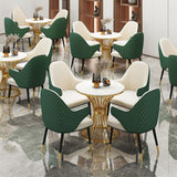 Glam Upholstered Dining Arm Chair Faux Leather Kitchen Dining Chair